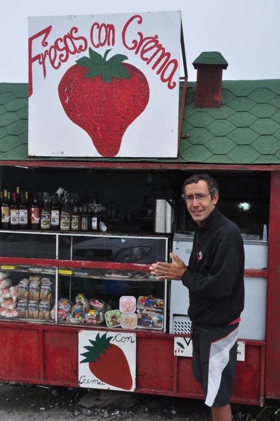 Morango com creme, típico da região dos Andes venezuelanos, perto de Mérida